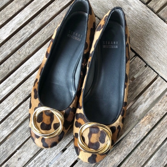 Stuart Weitzman Calf Hair Leopard Print Flats - Picture 2 of 9